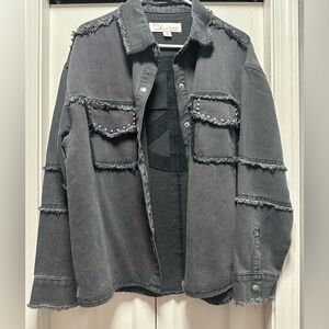 Vintage Havana Distressed Gray Denim Jacket